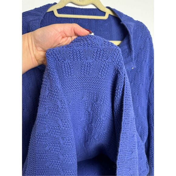 Coldwater Creek Cable Knit Pullover Sweater Zippered Neckline Long Sleeve Blue L - Picture 11 of 15